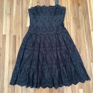 BCBGMaxAzria cotton eyelet tiered lace strapless cocktail dress NWT formal midi